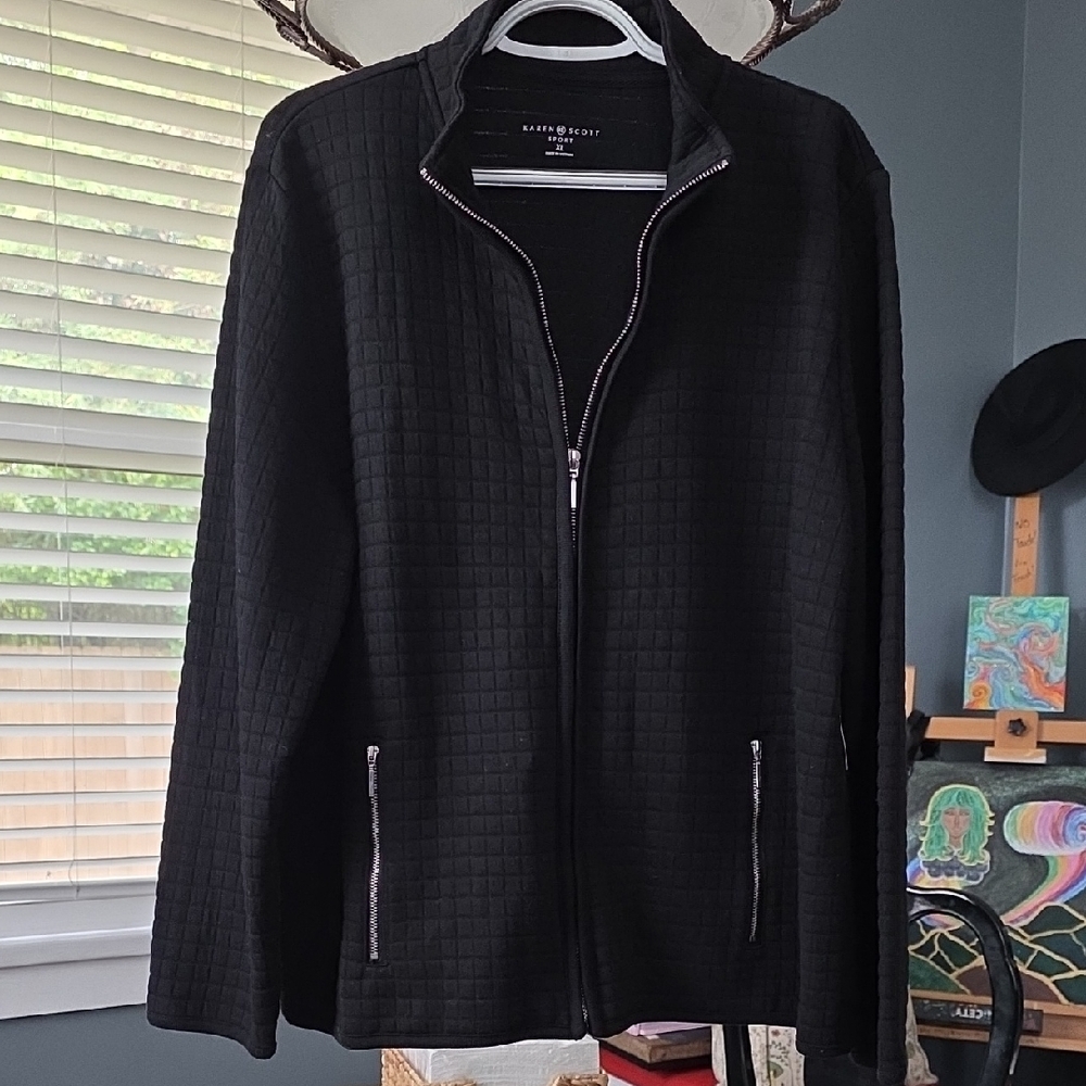 Karen Scott Black Grid Pattern Jacket